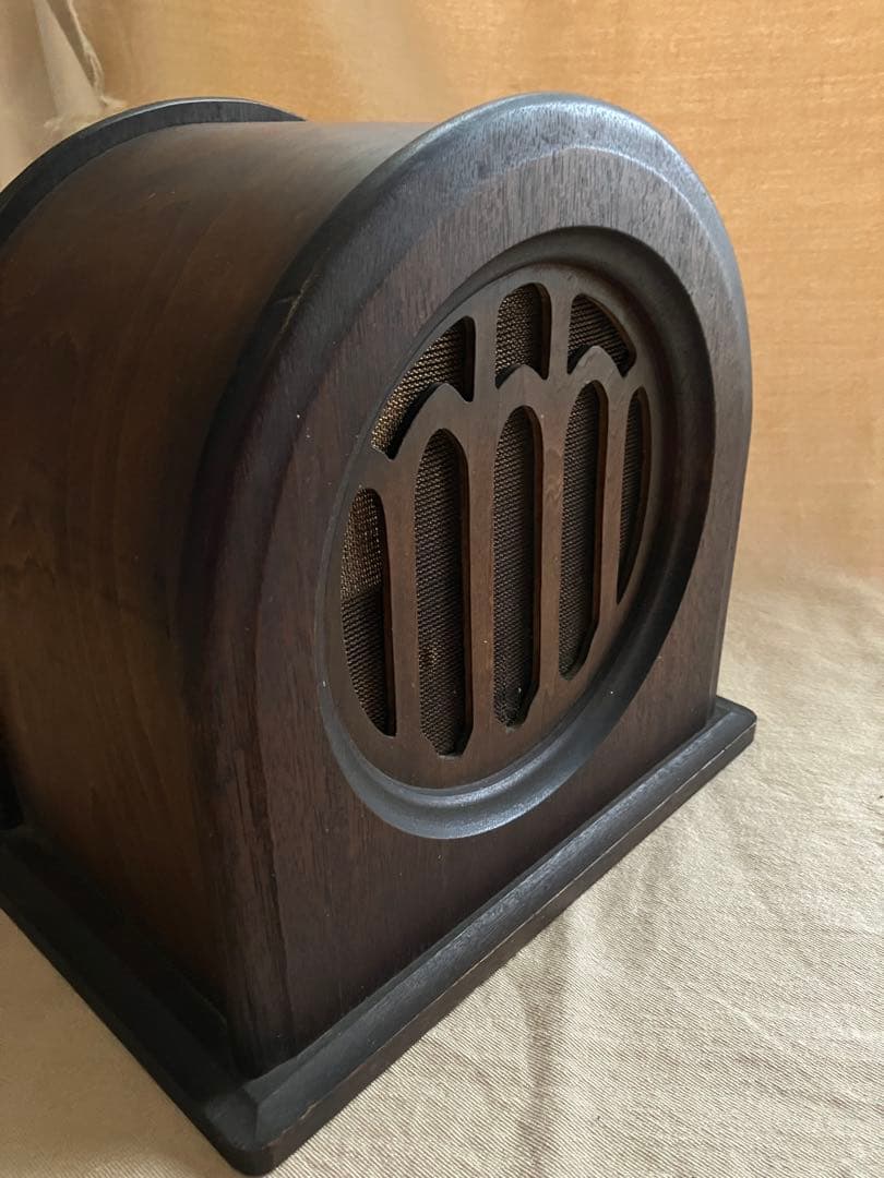 【古道具】真空管ラジオ スピーカー(かな？):木製で中は空洞です