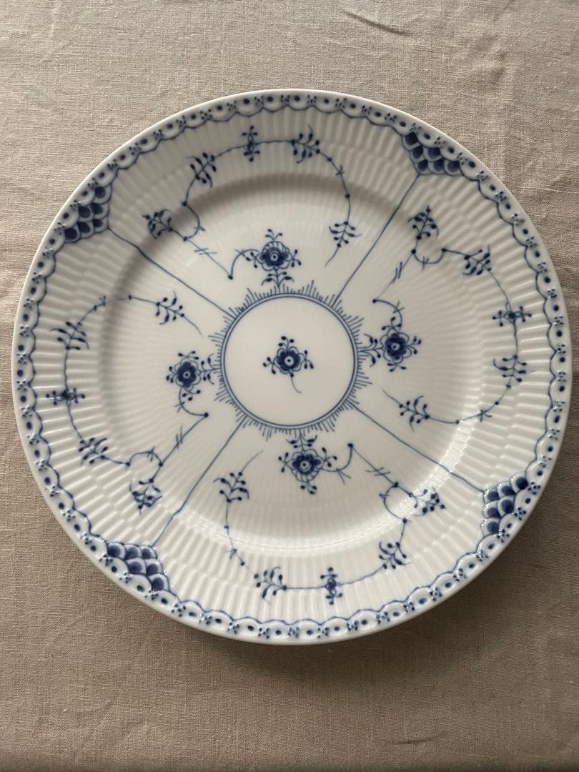 【新品】ロイヤルコペンハーゲン ブルーフルーテッド ハーフレース プレート 27