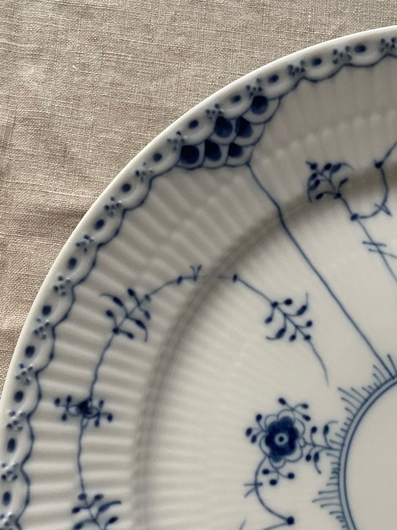 【新品】ロイヤルコペンハーゲン ブルーフルーテッド ハーフレース プレート 27