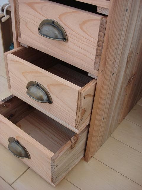 ★送料無料★サイズ変更可能★ナチュラル木製6段引き出し/無垢材☆収納オーダー可能