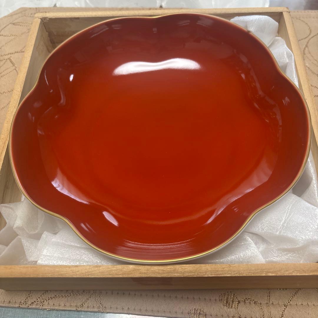 【宮内庁御用達】【未使用】深川製磁 飾皿 約19.5cm 共箱あり