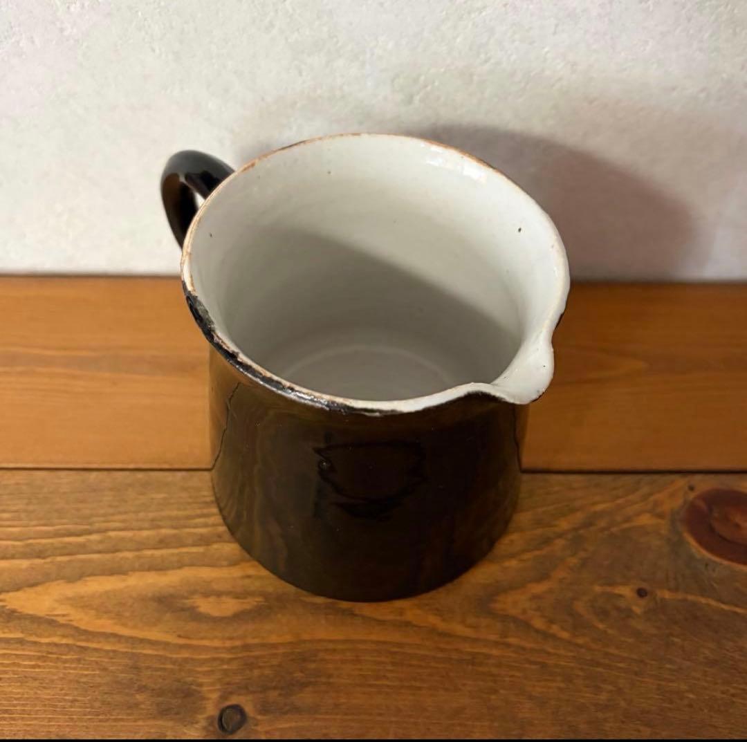 【新品】三浦ナオコ＊掛け分けピッチャー＊黒　花器　珈琲器具　陶器　作家ものの器