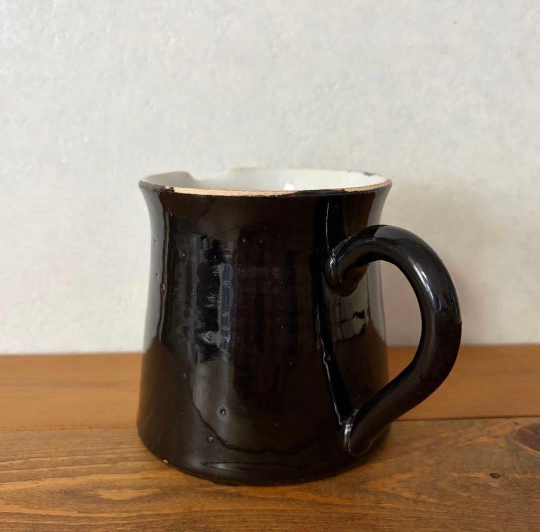 【新品】三浦ナオコ＊掛け分けピッチャー＊黒　花器　珈琲器具　陶器　作家ものの器