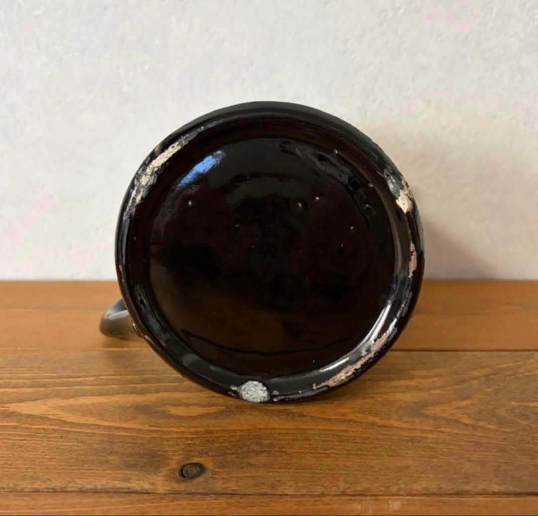 【新品】三浦ナオコ＊掛け分けピッチャー＊黒　花器　珈琲器具　陶器　作家ものの器