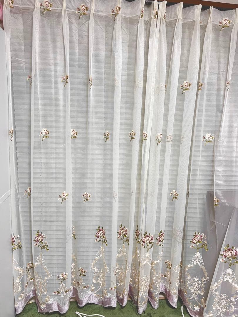 2枚セット 刺繍レースカーテン おしゃれ 高級 オーダーサイズ