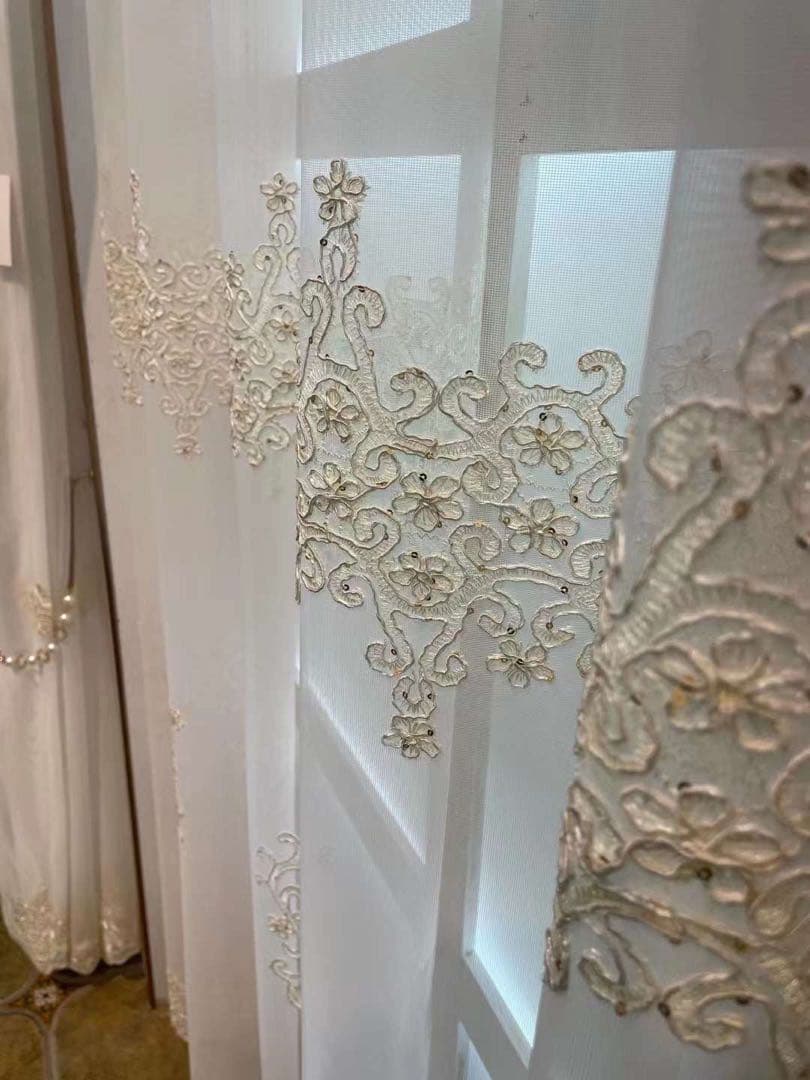 2枚セット 刺繍レースカーテン おしゃれ 高級 オーダーサイズ