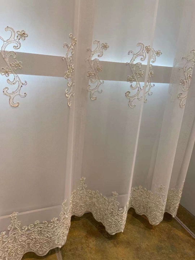 2枚セット 刺繍レースカーテン おしゃれ 高級 オーダーサイズ