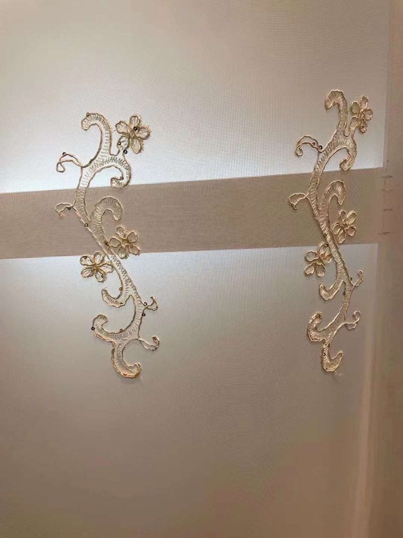 2枚セット 刺繍レースカーテン おしゃれ 高級 オーダーサイズ