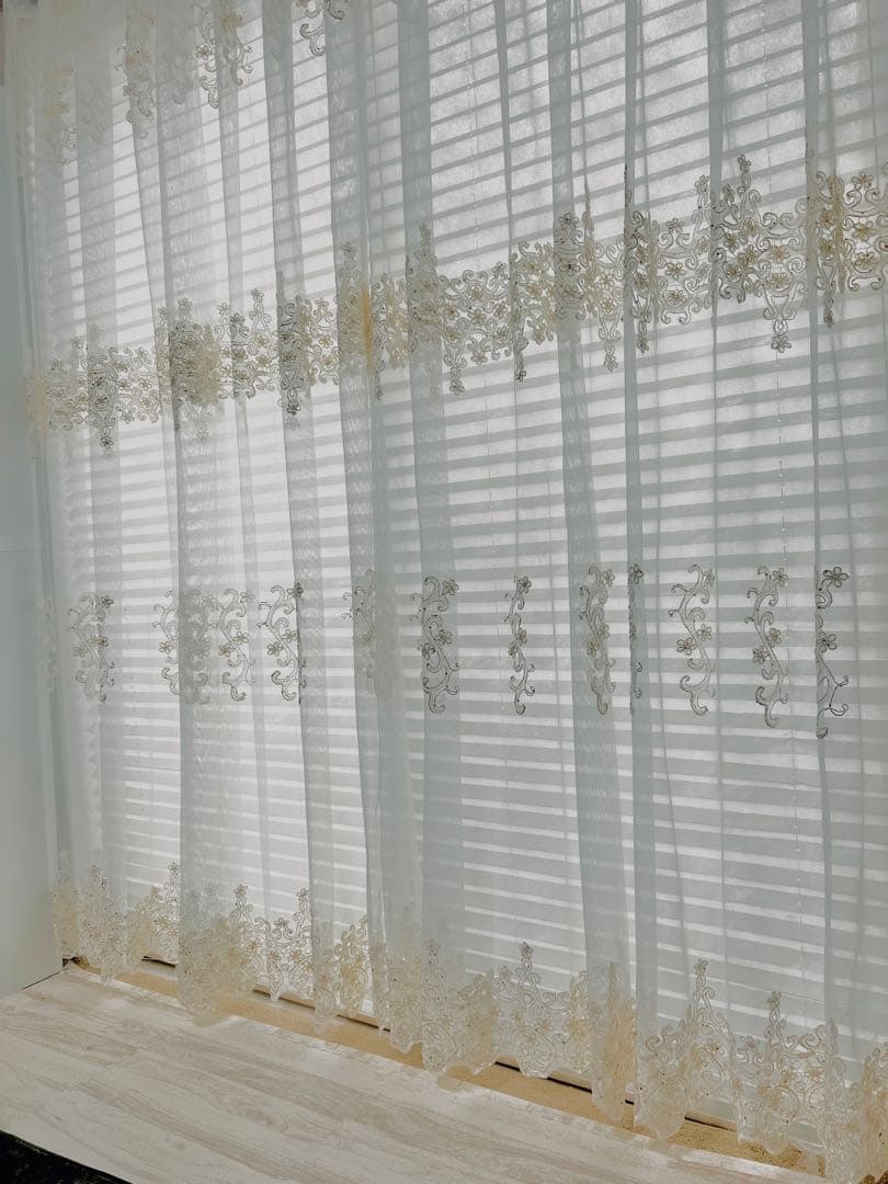 2枚セット 刺繍レースカーテン おしゃれ 高級 オーダーサイズ