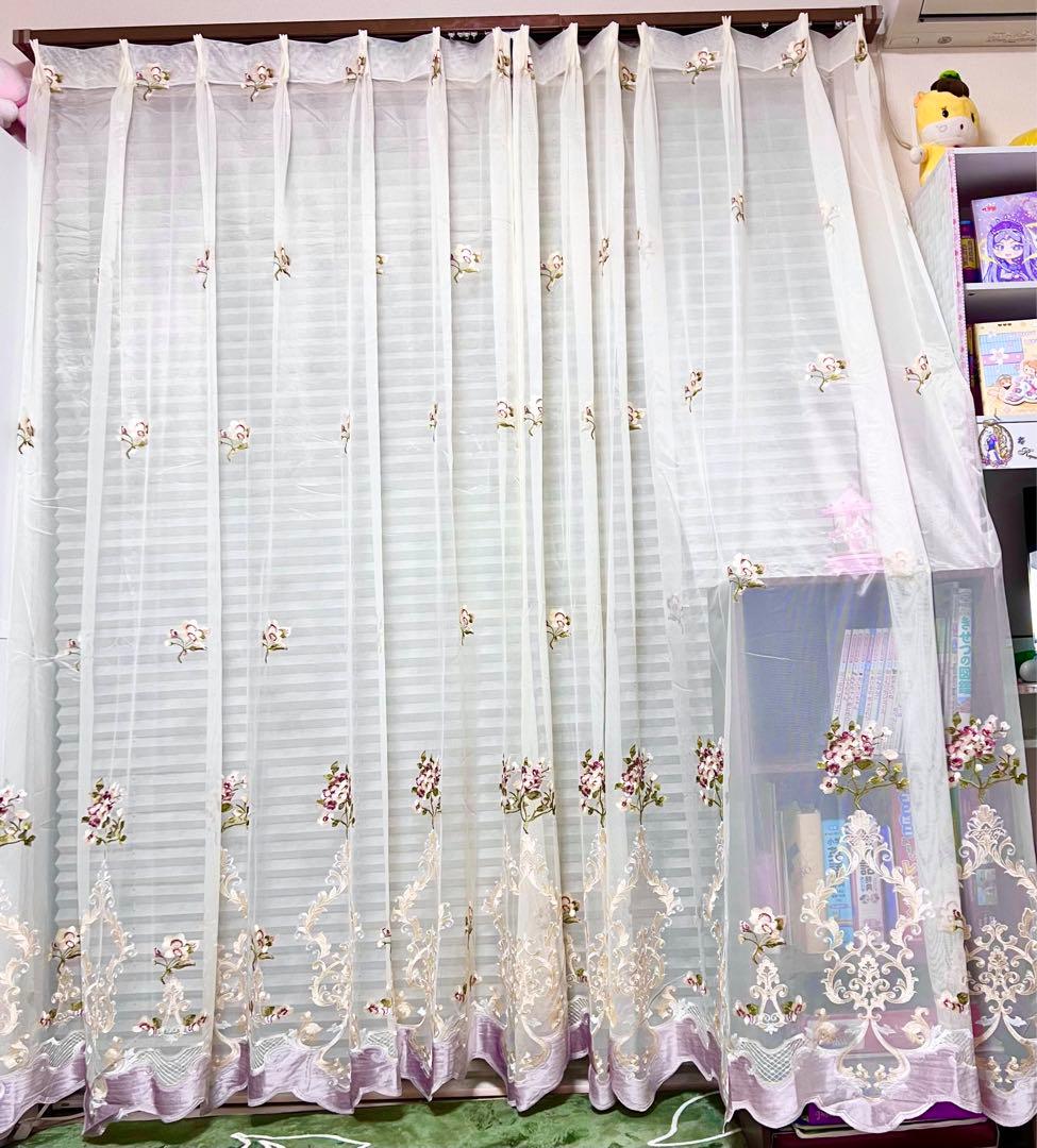 2枚セット 刺繍レースカーテン おしゃれ 高級 オーダーサイズ