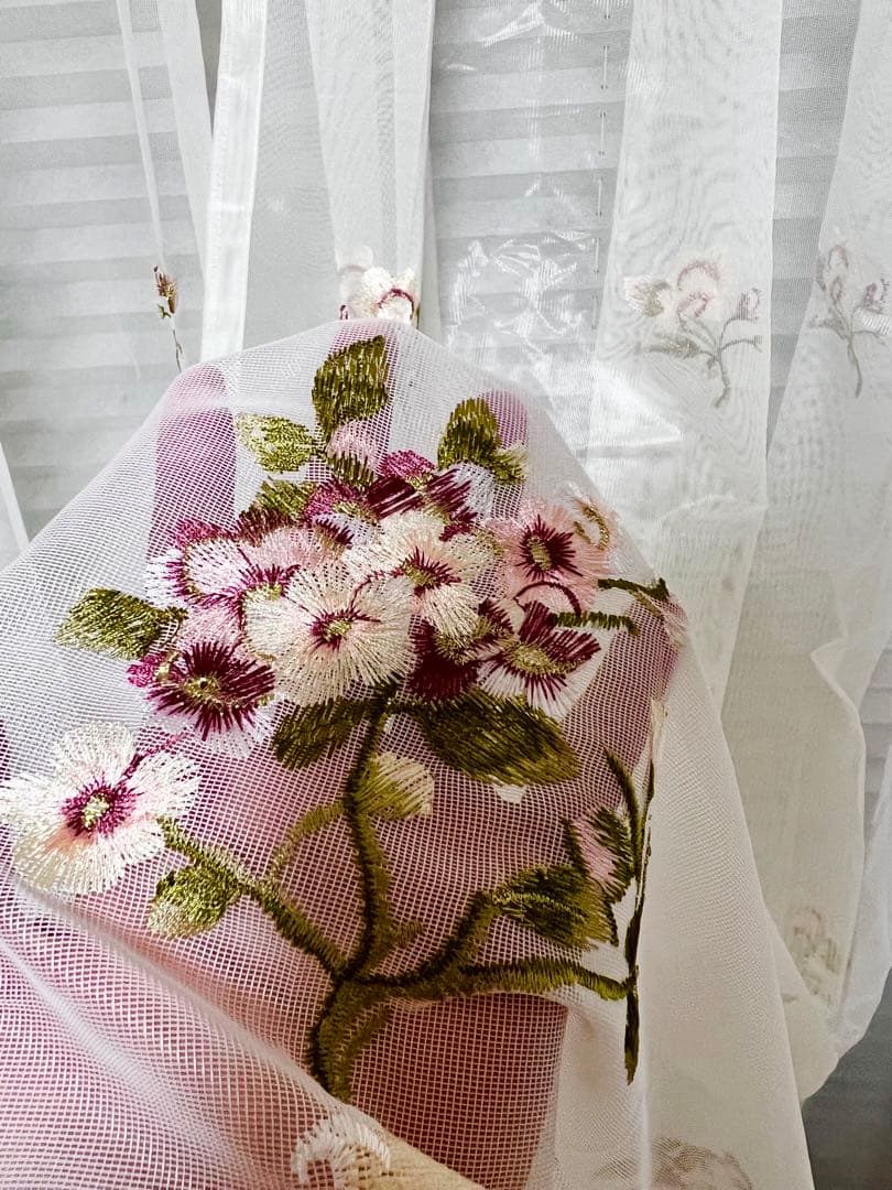 2枚セット 刺繍レースカーテン おしゃれ 高級 オーダーサイズ