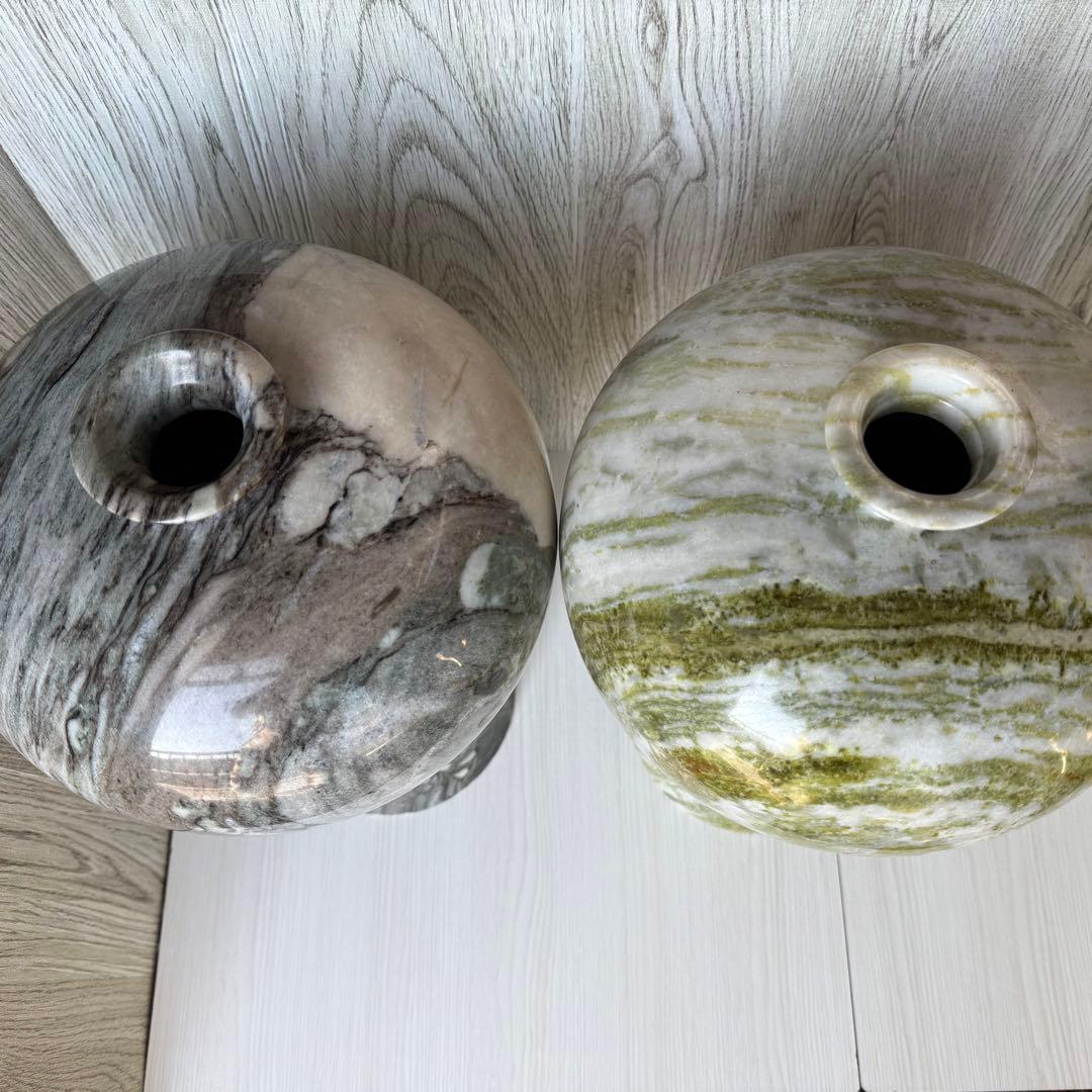 大理石 壺・花瓶（グレー／グリーン ）