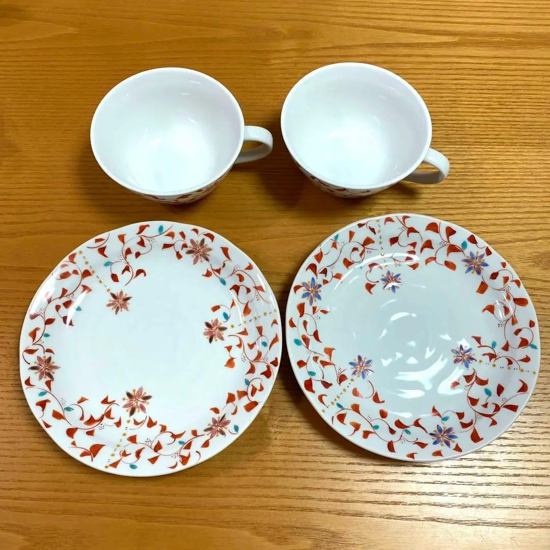 【新品未使用】九谷焼 カップ プレート ペア 花唐草 石川県 伝統工芸