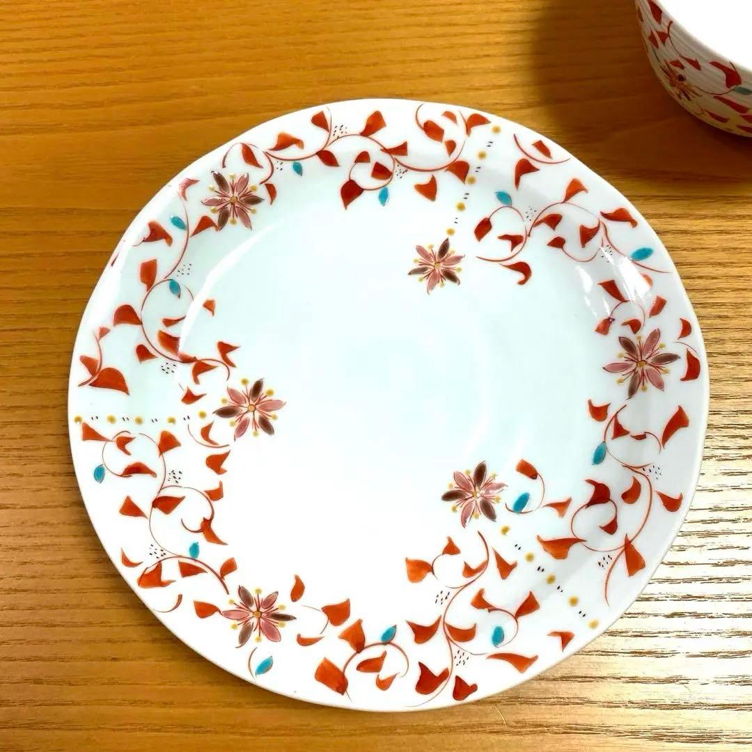 【新品未使用】九谷焼 カップ プレート ペア 花唐草 石川県 伝統工芸
