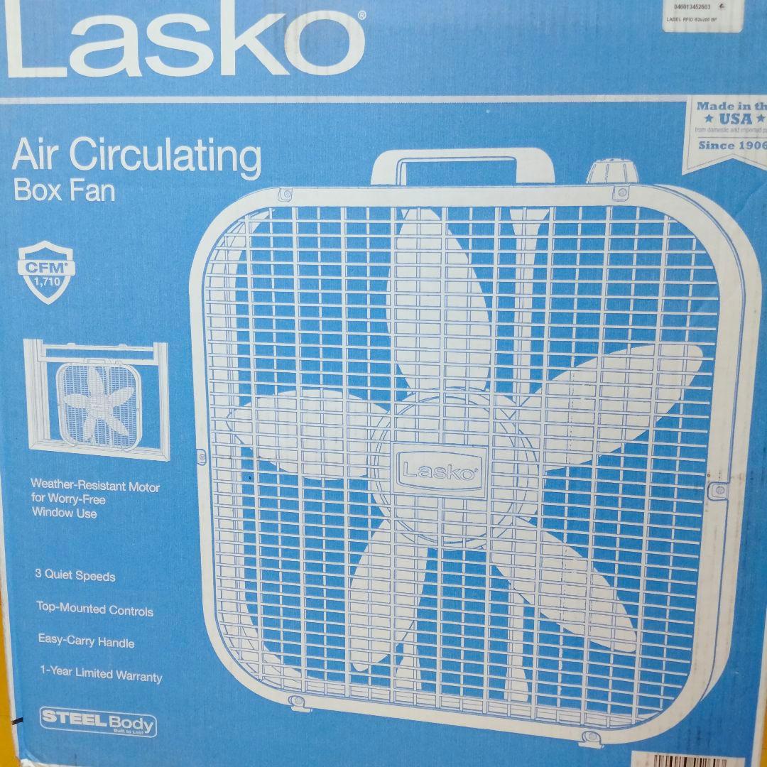 Lasko 20インチ クラシックボックスファン ホワイト 扇風機 サーキュレー
