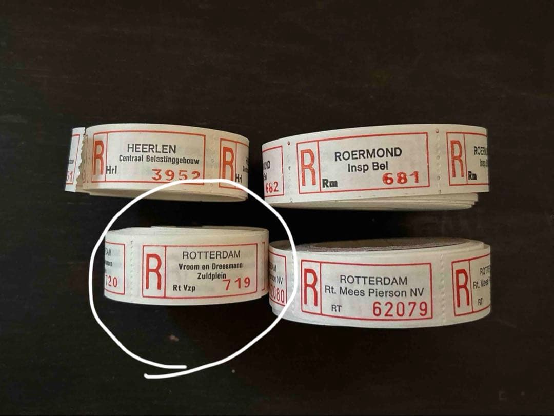 コレクション Registered mail labels : ROTTERDOM VDZ