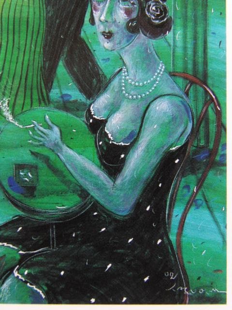 森田康雄、【カフェでダンス】、希少な大判額装用画集より、美品、日本人画家