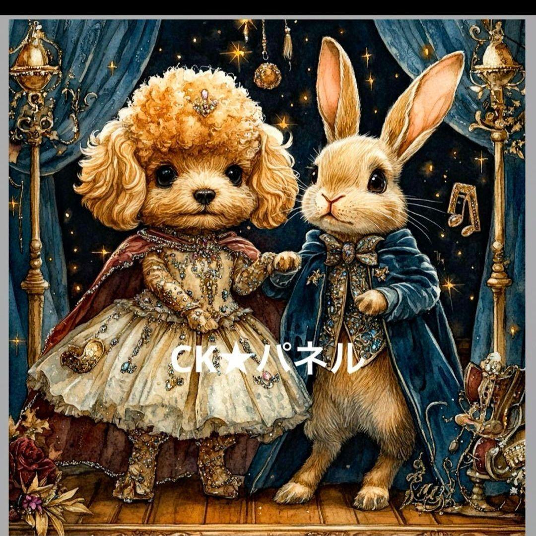 激レアうさぎとトイプードルパネル生地　ハンドメイド