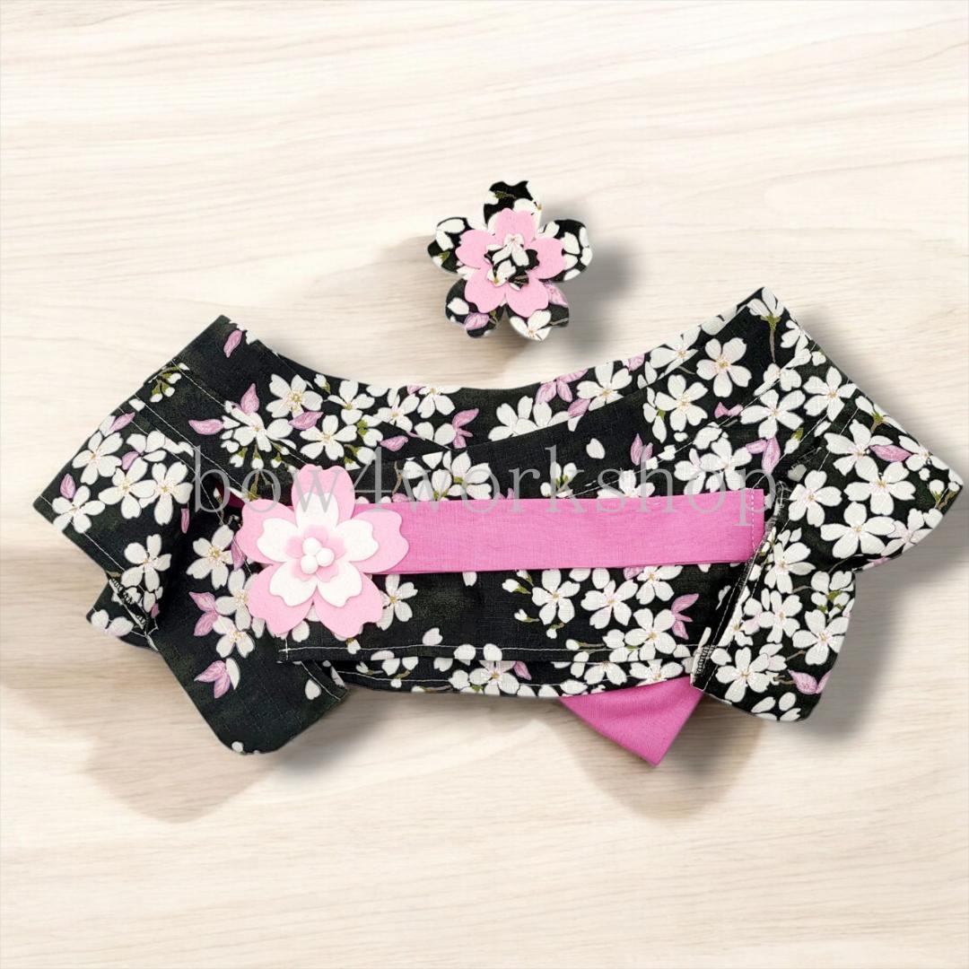 ラボット LOVOT ラボットの服ハンドメイド 桜柄浴衣セット（ブラック）