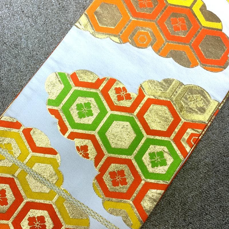 501ag90□七五三 七歳 女児 着物&袋帯 糸巻き 折り鶴 青□状態良好