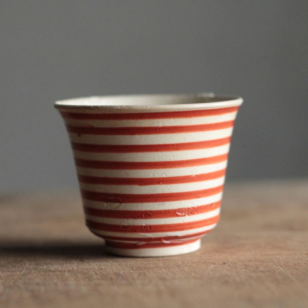 赤絵 輪線文 湯呑み 古道具 アンティーク