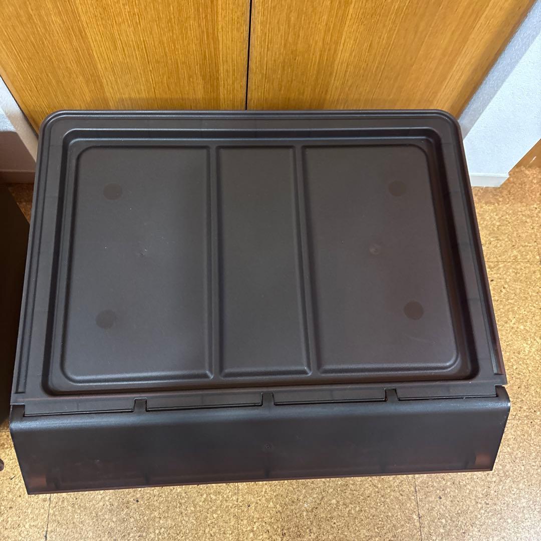 山善収納ボックス フタ付き前開きワイド深型 3個✖️2キャスター付きまとめて6個！