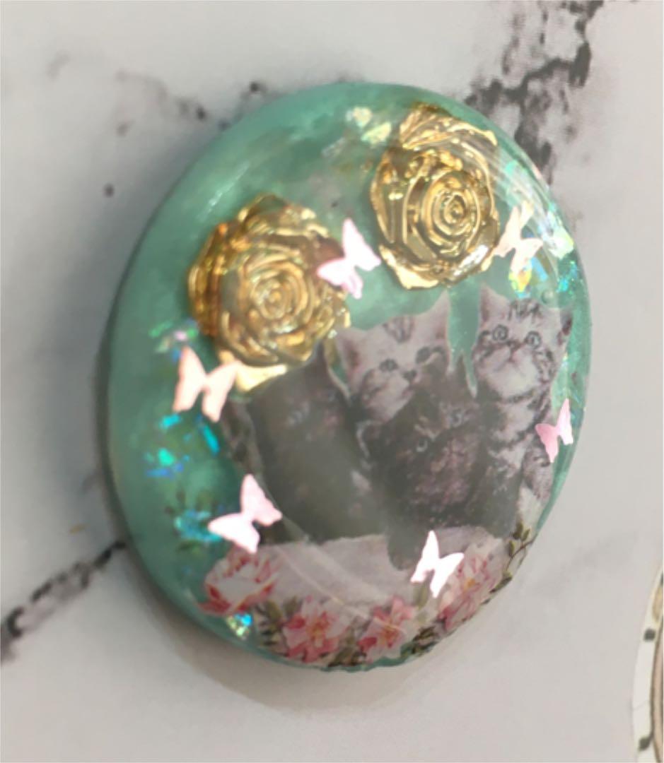 レジンヘアゴム、新作・メタルローズとベビーローズ猫ちゃん