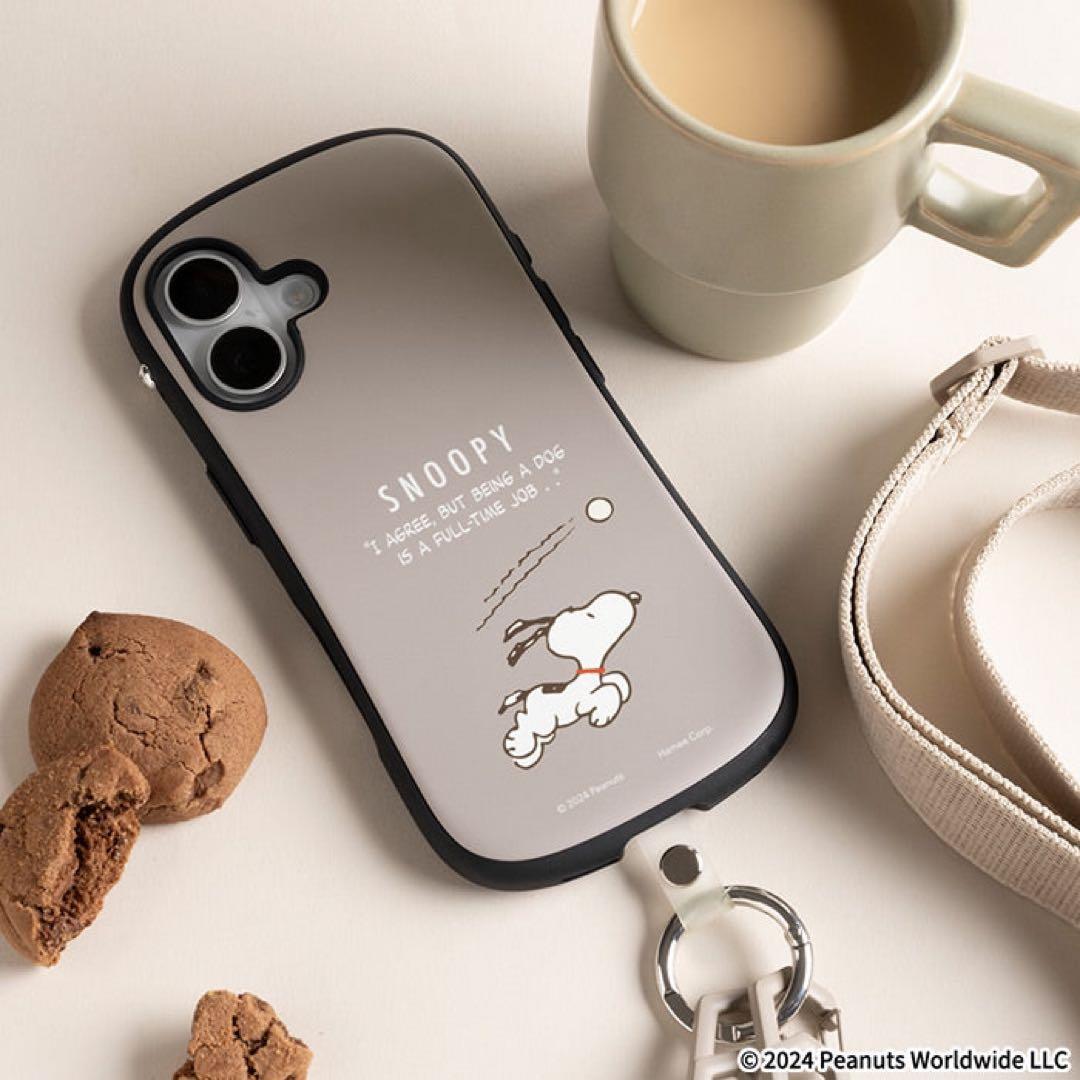 新品 iFace スヌーピー iPhone15 くすみグレージュ ケース