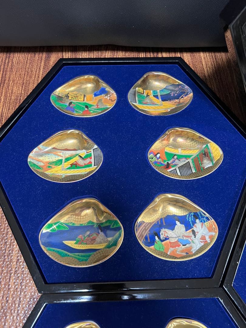 源氏物語貝合せ フランクリン画廊 貝絵皿 54枚 箱有