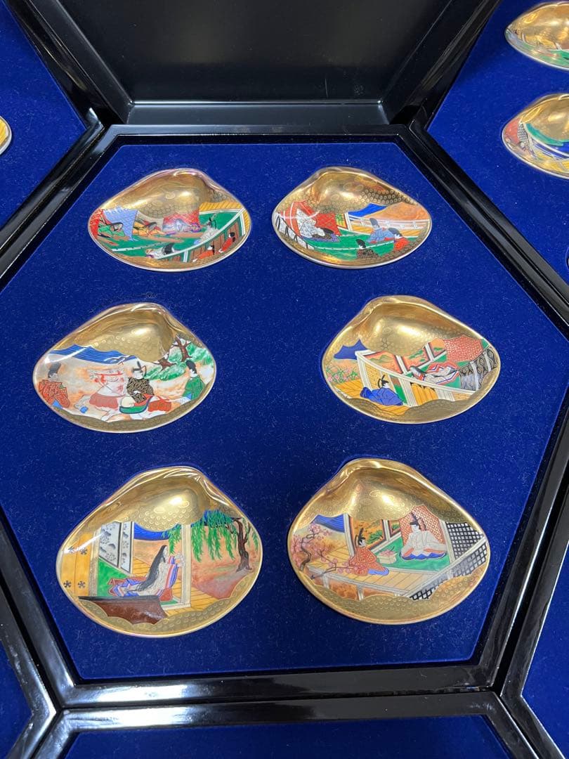 源氏物語貝合せ フランクリン画廊 貝絵皿 54枚 箱有