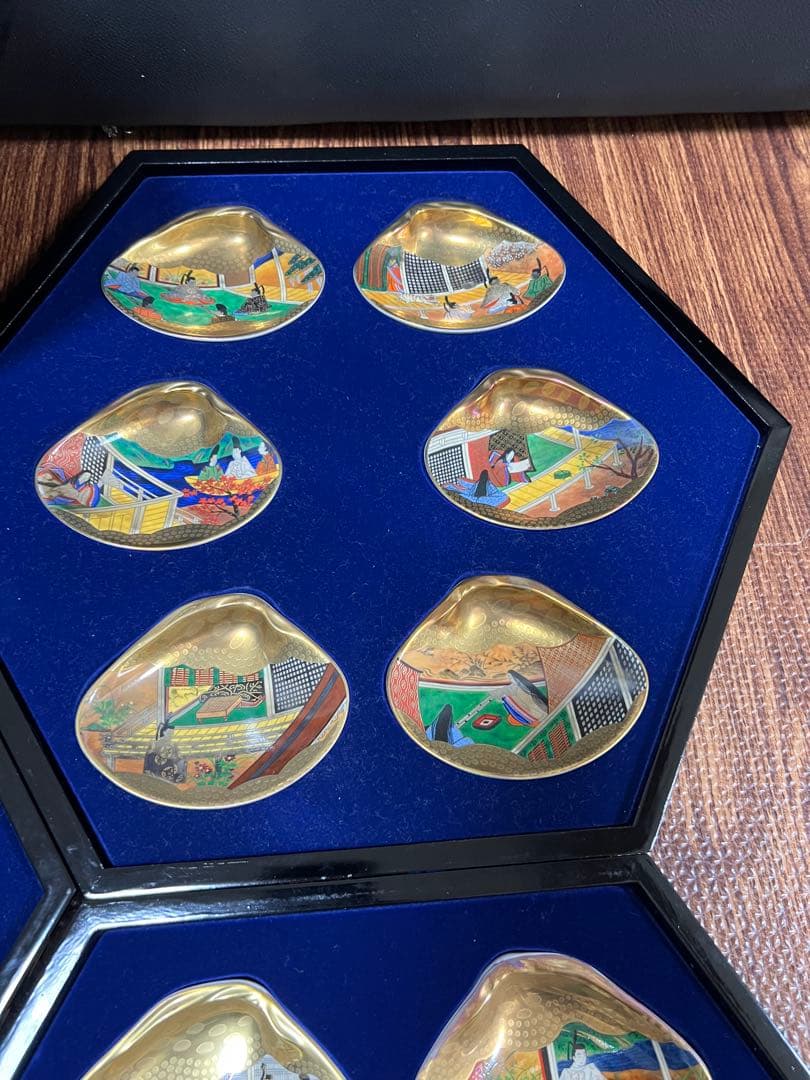 源氏物語貝合せ フランクリン画廊 貝絵皿 54枚 箱有