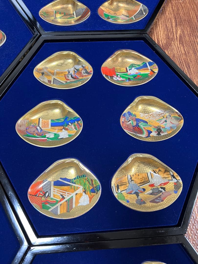 源氏物語貝合せ フランクリン画廊 貝絵皿 54枚 箱有
