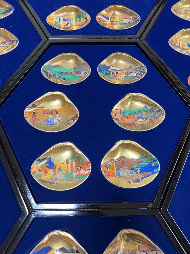 源氏物語貝合せ フランクリン画廊 貝絵皿 54枚 箱有