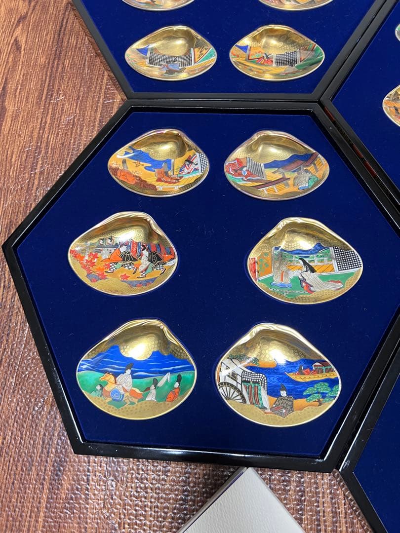 源氏物語貝合せ フランクリン画廊 貝絵皿 54枚 箱有