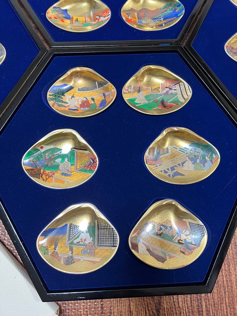 源氏物語貝合せ フランクリン画廊 貝絵皿 54枚 箱有