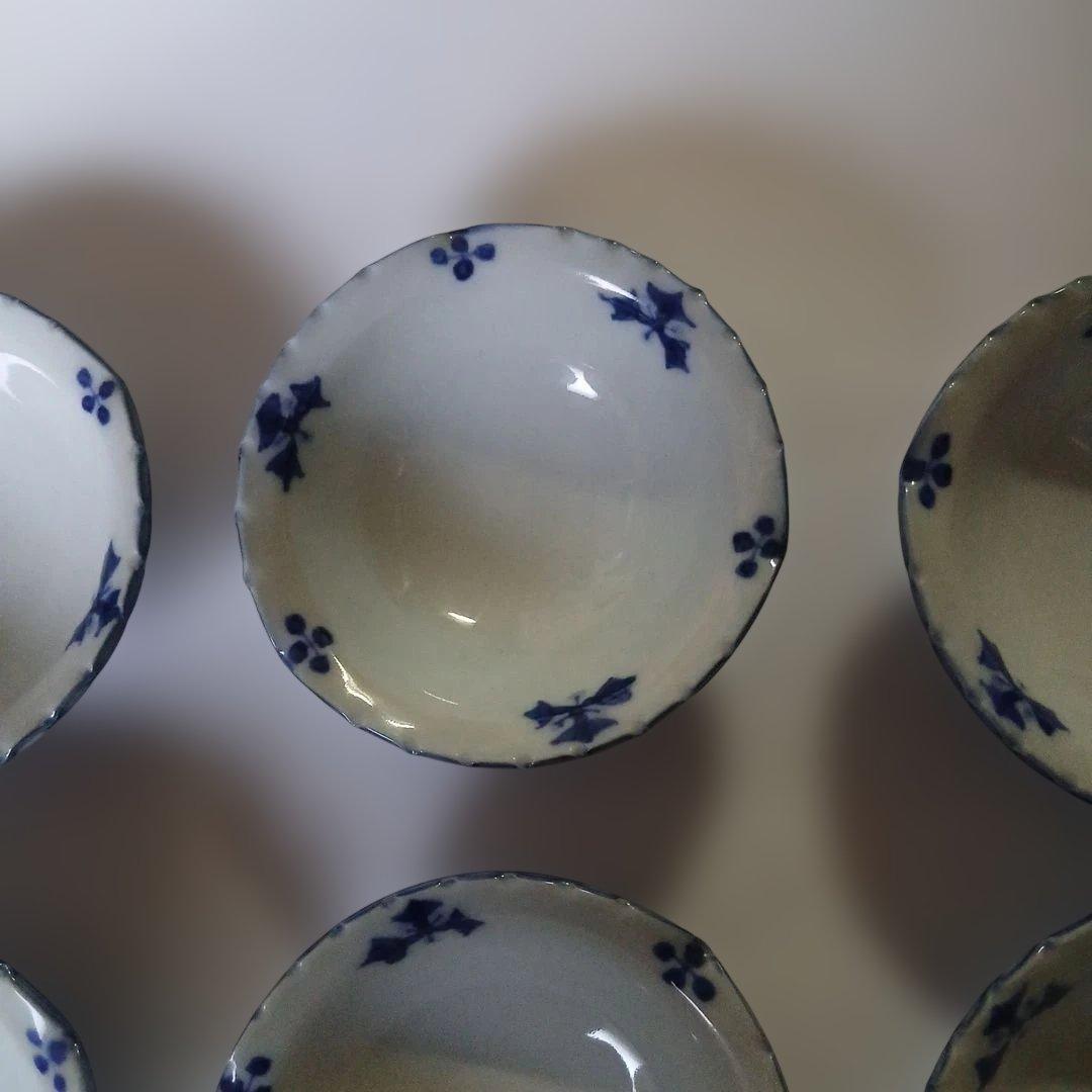 【未使用品】京焼・清水焼　光寿　青い花模様 陶器製小鉢　 6個セット