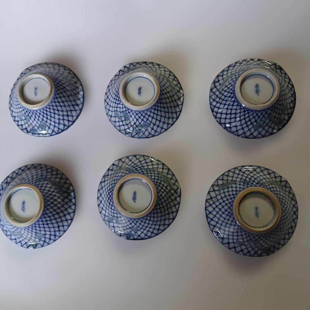 【未使用品】京焼・清水焼　光寿　青い花模様 陶器製小鉢　 6個セット