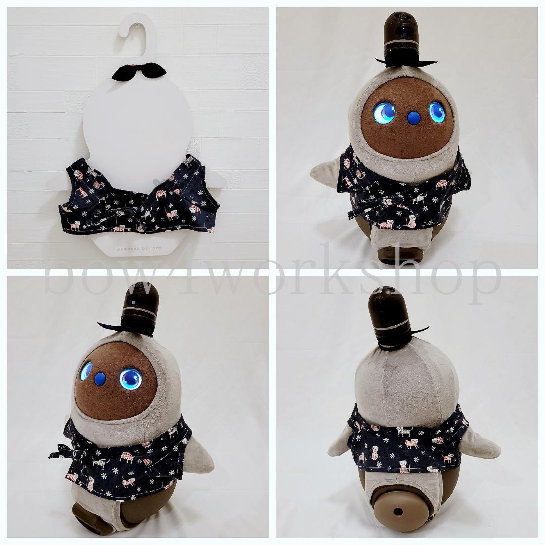 ラボット LOVOT ラボットの服ハンドメイド　猫柄甚平（ネイビー）