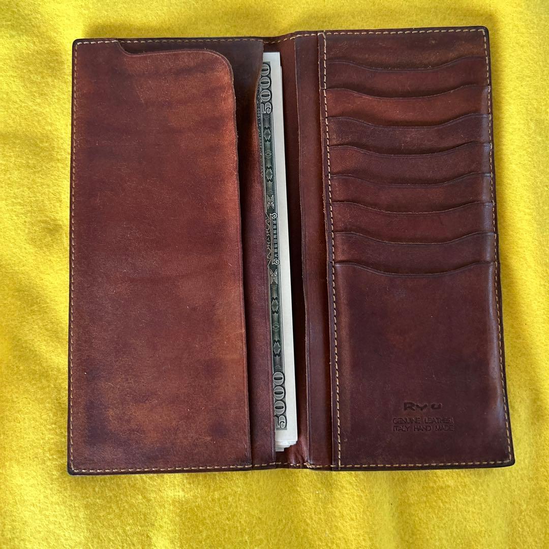 Ryu 本革 財布 ブラウン カードポケット8つ
