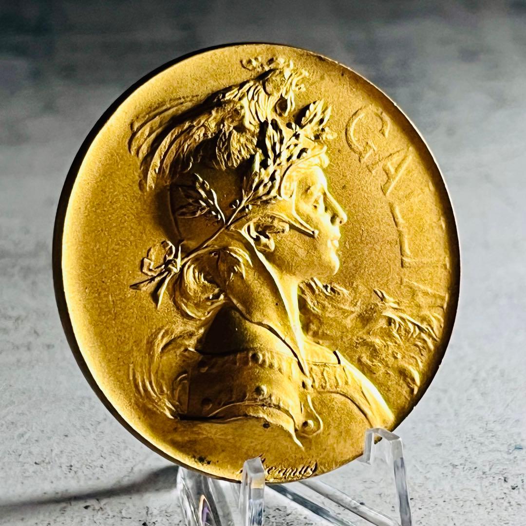 フランス共和国 マリアンヌ 銅メダル 金メッキ 50mm 55g
