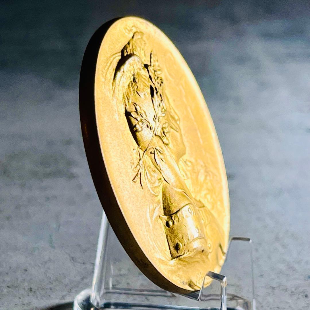 フランス共和国 マリアンヌ 銅メダル 金メッキ 50mm 55g
