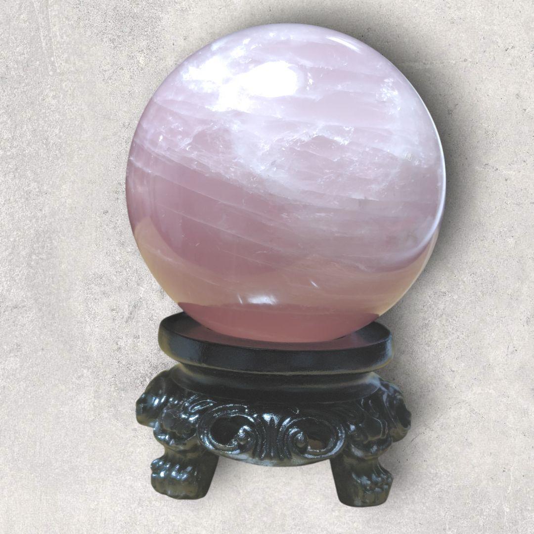 ローズクォーツ 丸玉 直径7.5cm 天然石 置物 癒し