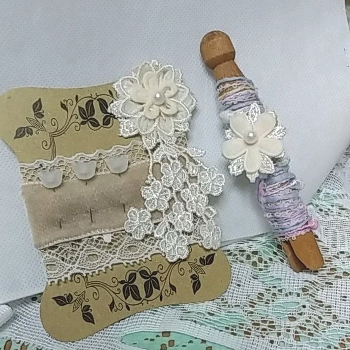 アンティーク　メルスリー風糸巻きアレンジ