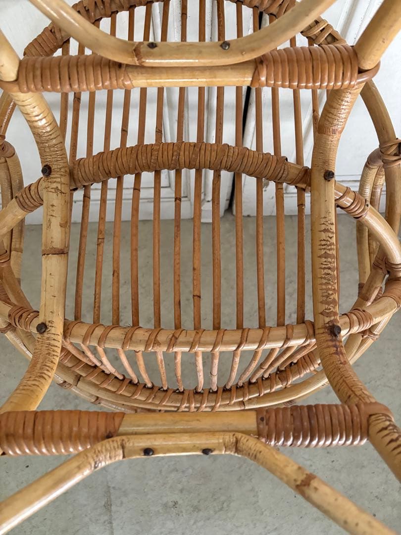 籐製/バンブーアームチェア　フランスアンティーク