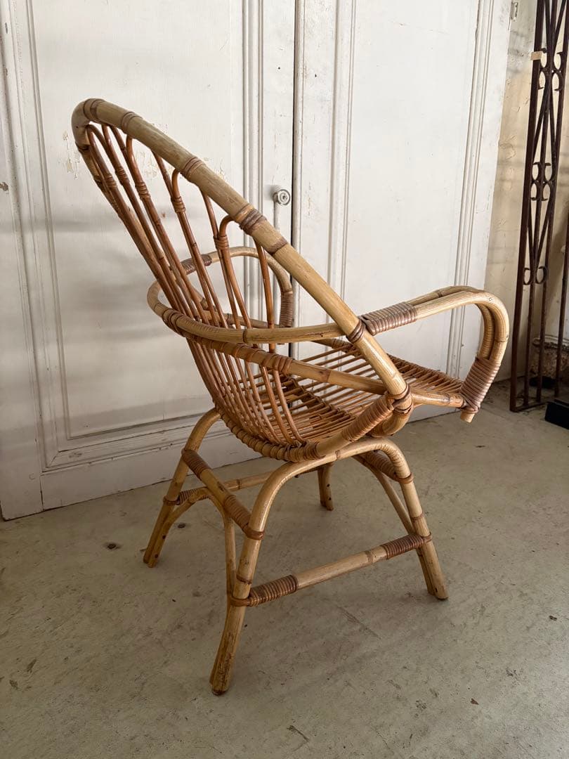 籐製/バンブーアームチェア　フランスアンティーク