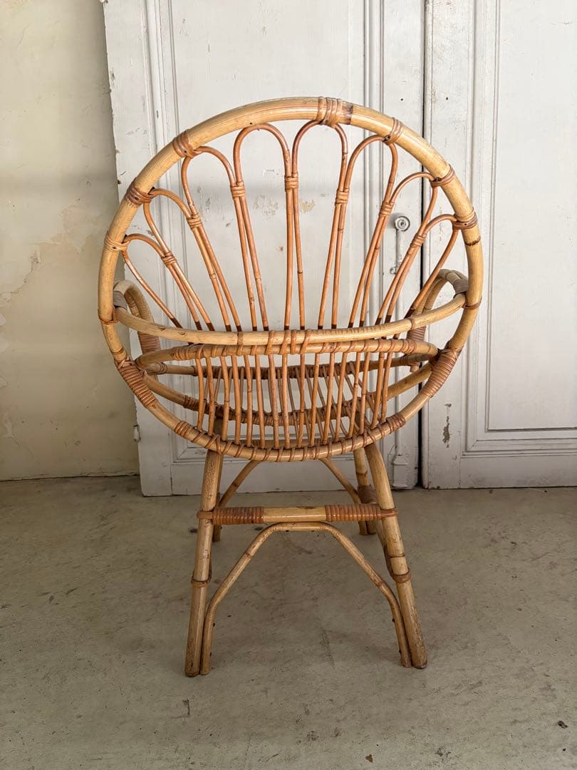 籐製/バンブーアームチェア　フランスアンティーク