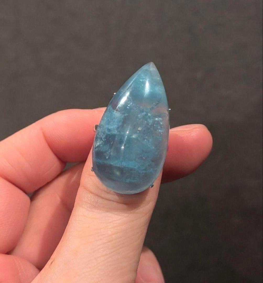 個性的特大瑞々しいしずくちゃんアクアマリンリングオーダー品