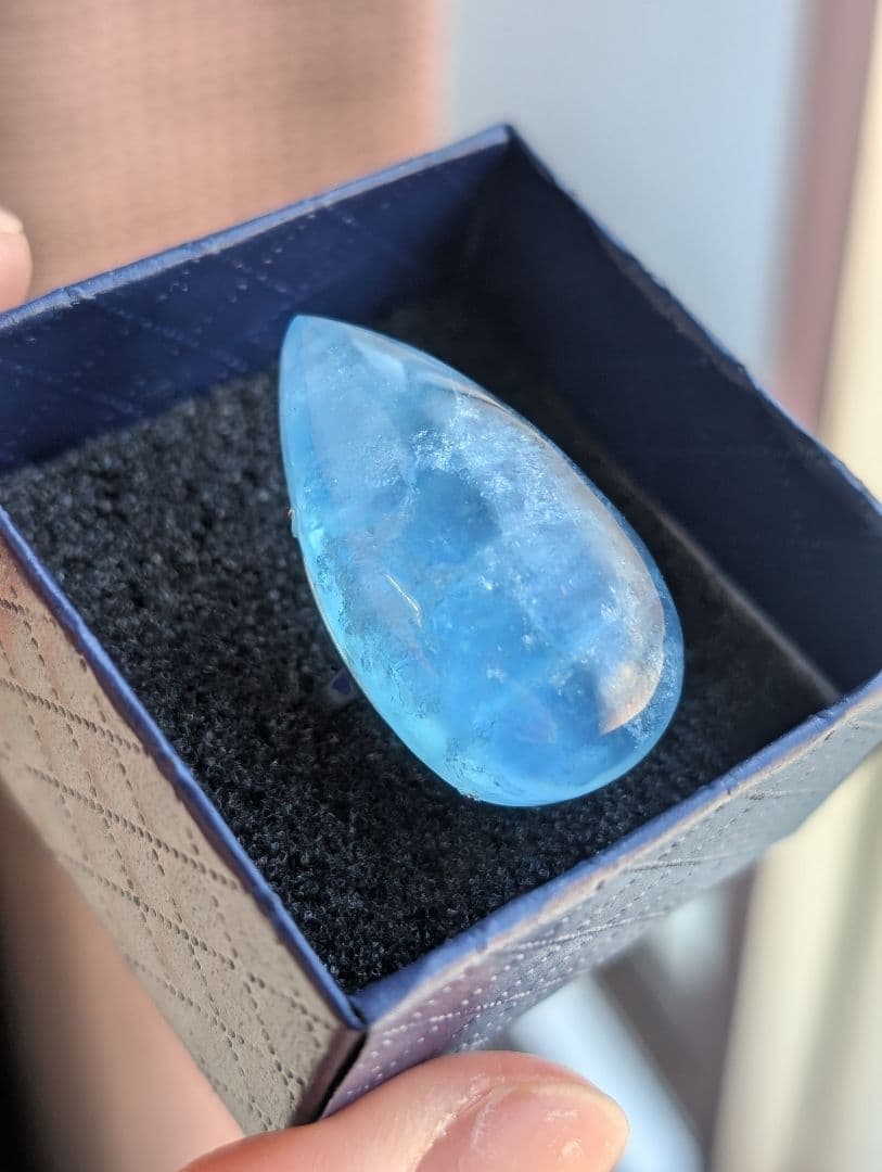 個性的特大瑞々しいしずくちゃんアクアマリンリングオーダー品