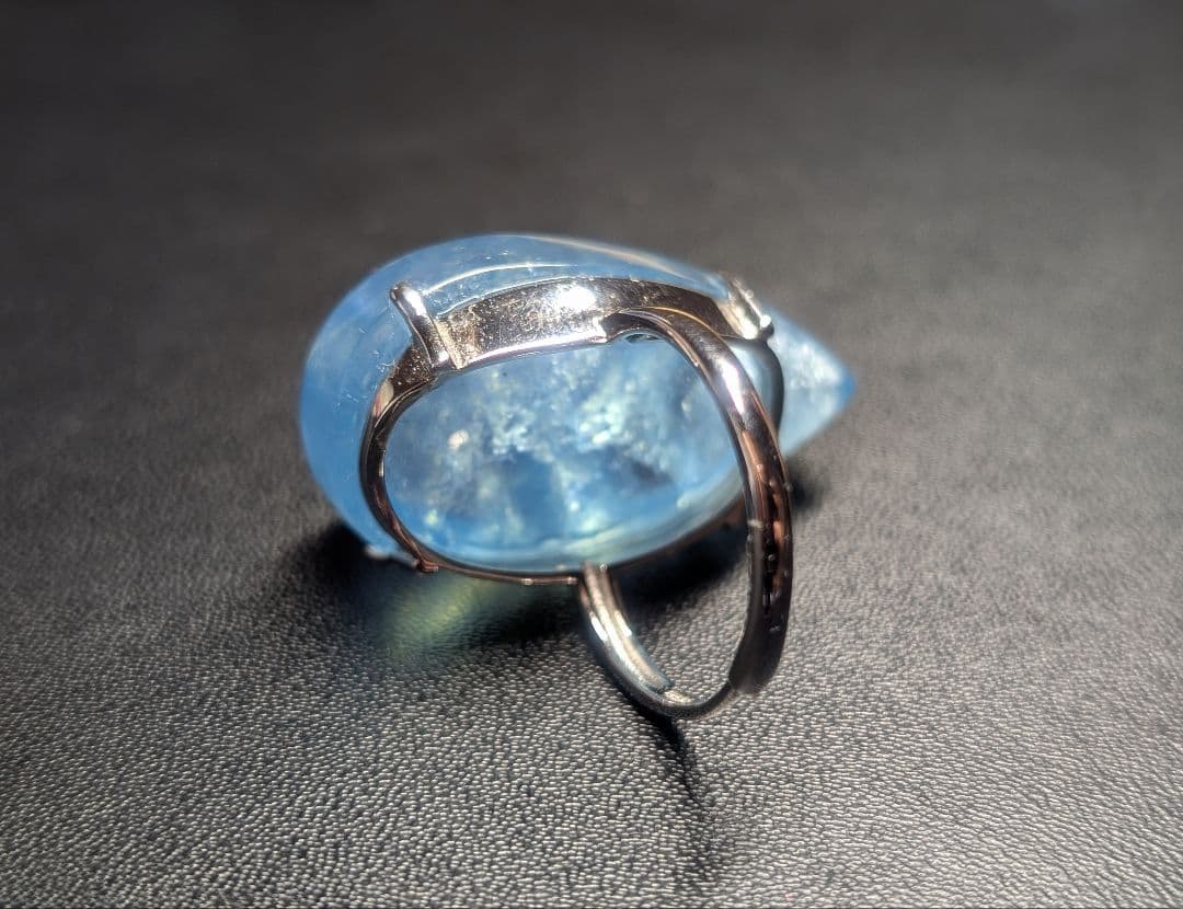 個性的特大瑞々しいしずくちゃんアクアマリンリングオーダー品