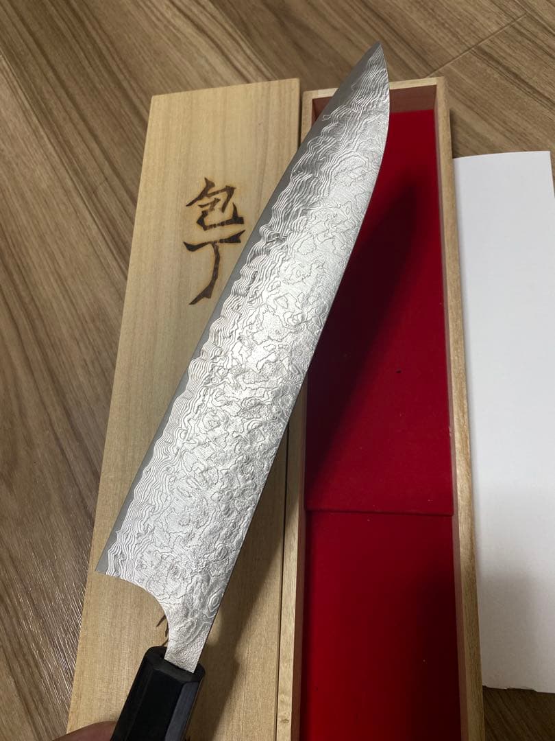 佐治武士 牛刀　包丁　8寸　木箱付き　ダマスカス　SG2